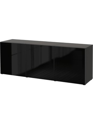 Dolap Kombinasyonu, Venge-Siyah-Füme Cam, 180X42X65 Cm, Glassvık