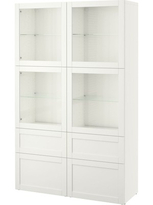 Dolap Kombinasyonu, Beyaz-Şeffaf Cam, 120X40X192 Cm, Hanvıken/sındvık, Fren Raylı