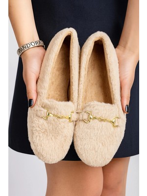 Kadın Zincirli Peluş Ev Terliği Ev Babeti Ev Ayakkabısı Bohça Çeyiz