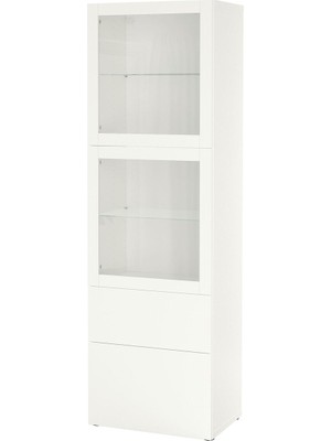 Dolap Kombinasyonu, Beyaz-Şeffaf Cam, 60X42X193 Cm, Lappvıken/sındvık, Çıt Çıt Raylı