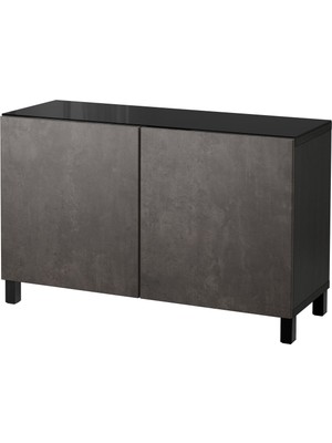 Dolap Kombinasyonu, Venge-Koyu Gri-Taş Görünümlü, 120X40X74 Cm, Kallvıken, Stubbarp