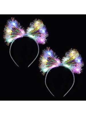 Işıltılı Fiber Fiyonk Gece Tacı Işıklı Ledli Eğlence Tacı 1 Adet 20X21 cm