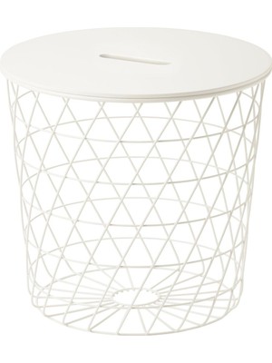 Saklama Bölmeli Sehpa, Beyaz, 44 cm