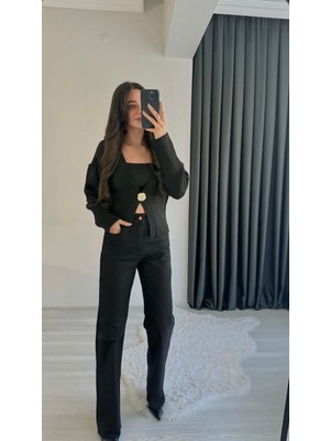 Sunsie Zra Premium Kalite Toparlayıcı Straight Jean Siyah