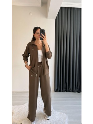 Lacostav Modal Kumaş Premium Seri Eşofman Takımı Kahve