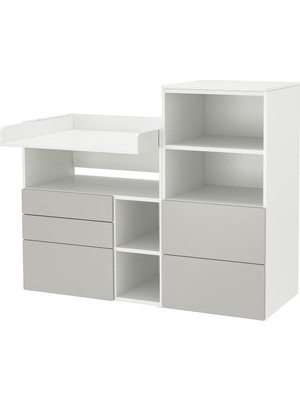 Alt Değiştirme Masası ve Şifonyer, Beyaz-Gri