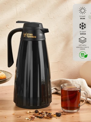 Star Termos Zagana Serisi Cam Termos 1.5 Litre  Siyah STK-6162