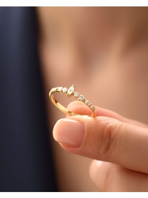 Leydi Markiz 14 Ayar Altın Yüzük