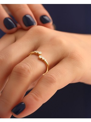 Süzme Taşlı Ayarlanabilir 14 Ayar Altın Yüzük