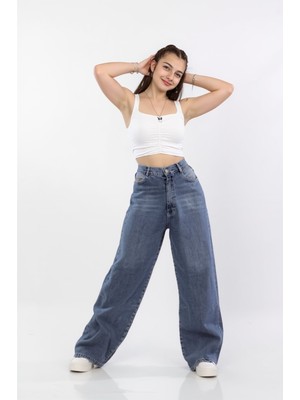 Kız Çocuk Wide Baggy Geniş Paça  Kot Pantolon(Jean)