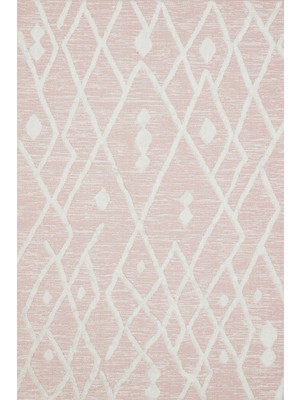 Hali.Net 120x180 cm Pembe Açık Pembe Elmas/baklava Modern Geometrik Halı | Salon Yatak Odası Halısı | Hav Vermez Leke Tutmaz | HABİTAT-7631