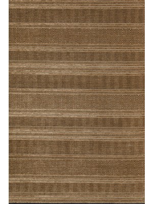 Hali.Net 100x250 cm Bej Kahverengi Geometrik Modern Çizgili Halı | Mutfak Yolluk Halısı | Hav Vermez Leke Tutmaz | GLORİA-4002
