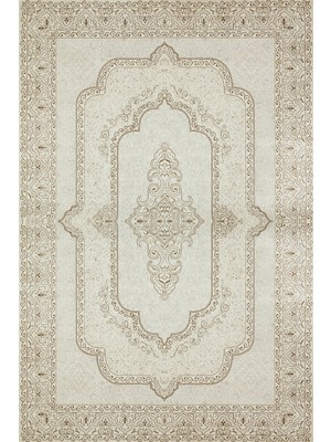 Bespoky 80x150 cm Krem Riena Modern Etnik Yıkanabilir Halı | Mutfak Balkon Yatak Odası Halısı | Leke Tutmayan Kaymaz | RİENA-1122