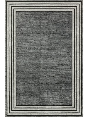 Siyah Çerçeveli Modern Etnik Desenli Halı  | Makinada Yıkanabilir | Hav Toz Vermez | Leke Tutmayaz | Kaymaz Taban | Dijital Makine Baskı | Salon Yolluk Mutfak Halısı