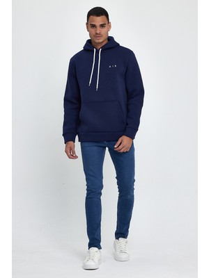 Süperlife Erkek Kapşonlu Rahat Kalıp Içi Polarlı 3 Iplik  Kalın Air Nakışlı Swetashırt SPR24SW07