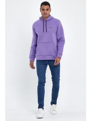 Süperlife Erkek Kapşonlu Rahat Kalıp Içi Polarlı 3 Iplik  Kalın Air Nakışlı Swetashırt SPR24SW07