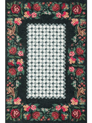 Kırmızı Karabağ Modern Etnik Desenli Halı  | Makinada Yıkanabilir | Hav Toz Vermez | Leke Tutmayaz | Kaymaz Taban | Dijital Makine Baskı | Salon Yolluk Mutfak Halısı