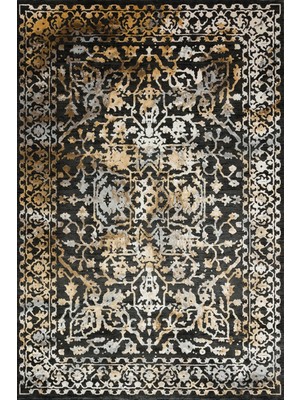 Siyah Çerçeveli Modern Etnik Desenli Halı  | Makinada Yıkanabilir | Hav Toz Vermez | Leke Tutmayaz | Kaymaz Taban | Dijital Makine Baskı | Salon Yolluk Mutfak Halısı