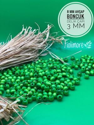 8 mm Ahşap Boncuk (50 Gram 175 Adet) Delik Çapı 3mm Makrome Takı Bileklik Tahta Yuvarlak