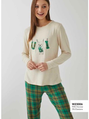 Kadın Uzun Kol Termal Kumaş Kışlık Pijamatakımı