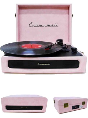 Sınırlı Üretim Crownwell Pikap Casablanca Lüks Retro Tasarım Hoparlör, Bluetooth & USB Plak Çalar, Ahşap Vintage Müzik Seti Özel Seri