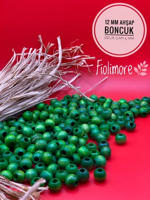 12 mm Ahşap Boncuk (50 gr 87 Adet)Geniş Delik Çapı 5 mm Makrome Çanta Bileklik Takı Tahta Renkli
