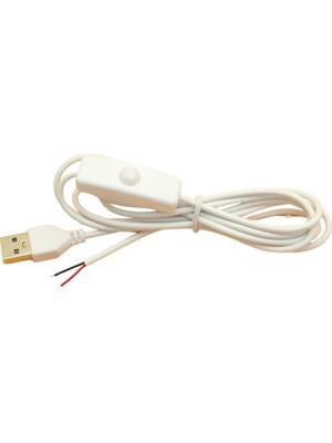 2 Amper Swich Li USB Erkek Kablo 1 Metre Anahtarlı Açık Uçlu Beyaz USB Kablo