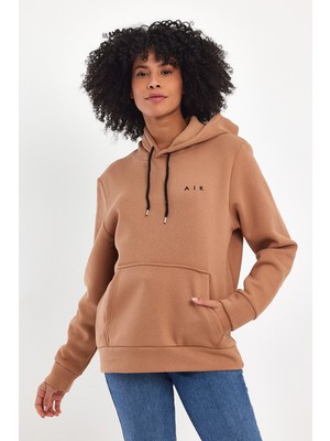 Kadın Kapşonlu Rahat Kalıp Içi Polarlı 3 Iplik  Air Nakışlı Swetashırt SPR24SWK07