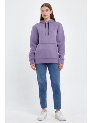 Kadın Kapşonlu Rahat Kalıp Içi Polarlı 3 Iplik  Air Nakışlı Swetashırt SPR24SWK07