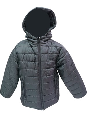 Erkek Çocuk Speedy Armalı Kapüşonu Sabit Içi Polar Astarlı Siyah Mont