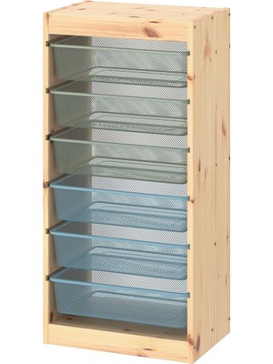 Saklama Ünitesi, Çam Gri-Mavi-Açık Yeşil-Gri, 44X30X91 cm