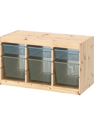 Saklama Ünitesi, Çam Gri-Mavi-Açık Yeşil-Gri, 93X44X52 cm