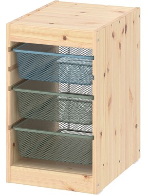 Saklama Ünitesi, Çam Gri-Mavi-Açık Yeşil-Gri, 32X44X52 cm