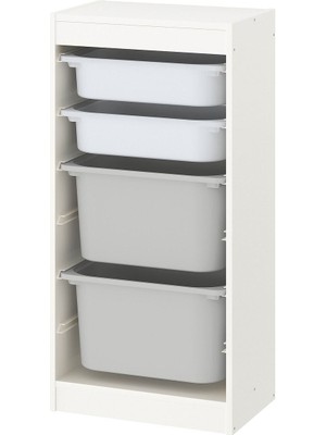 Saklama Ünitesi, Beyaz-Gri, 46X30X94 cm