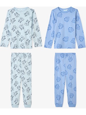 Erkek Çocuk Kirpi Desenli 2'li Pamuklu Pijama Takımı