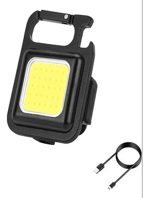 Şarj Edilebilir Metal Kasa Led, Anahtarlık El Feneri, Mıknatıslı