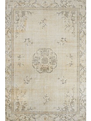 Hali.Net 120x200 cm Bej Açık Bej Madalyon Geleneksel Geleneksel Halı | Salon Yatak Odası Halısı | Hav Vermez Leke Tutmaz | SRK_VİNTAGE-179