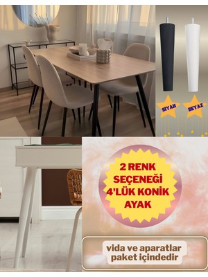 50CM 4'lük Beyaz ve Siyah boyalı Masa&sehpa Ayağı