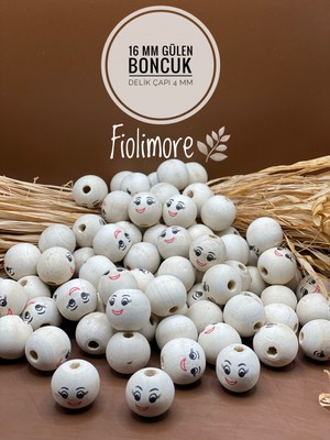 18 mm Ahşap Boncuk Gülen Yüz (5 Adet) Ham Tahta Anahtarlık Aksesuar