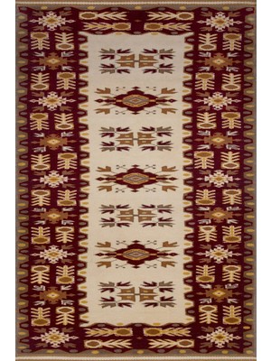 Bordo Bordürlü Modern Etnik Desenli Halı  | Makinada Yıkanabilir | Hav Toz Vermez | Leke Tutmayaz | Kaymaz Taban | Dijital Makine Baskı | Salon Yolluk Mutfak Halısı