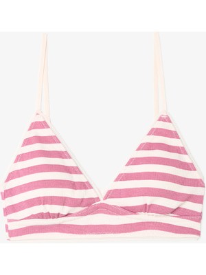 Pembe Kız Çocuk Çizgili Kalp Desenli 2'li Alıştırma Sütyeni