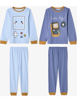 Erkek Çocuk Let's Play Oyun Desenli Pamuklu Uzun Kollu 2'li Pijama Takımı