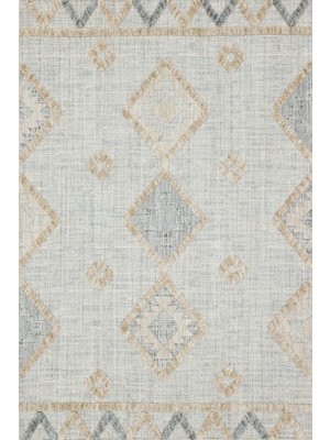 Bespoky 80x150 cm Bej Açık gri Geometrik Bohem Elmas Yıkanabilir Halı | Yatak Odası Mutfak Halısı | Leke Tutmayan, Kaymaz | VESTA-9542