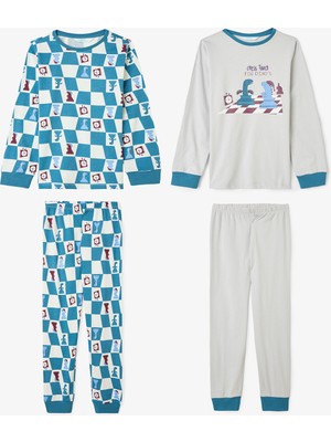 Penti Erkek Çocuk Chess Time Dinozor Desenli Uzun Kollu Pamuklu 2'li Pijama Takımı