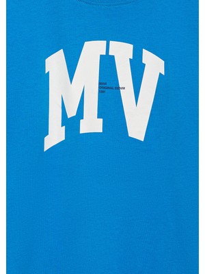 Mavi MV Logo Baskılı Mavi Tişört 6610213-83865