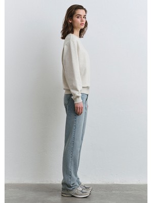 Mavi Mavi Patch Logo Bisiklet Yaka Bej Sweatshirt 1S10296-85438