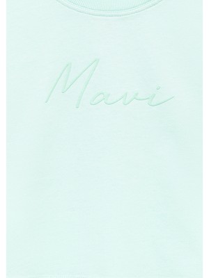 Mavi Mavi Logo Baskılı Yeşil Crop Tişört 7610181-71676