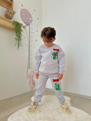 Baskılı Şardonlu Erkek Çocuk Ikili Eşofman Takımı