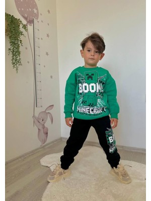 Baskılı Şardonlu Erkek Çocuk Ikili Eşofman Takımı