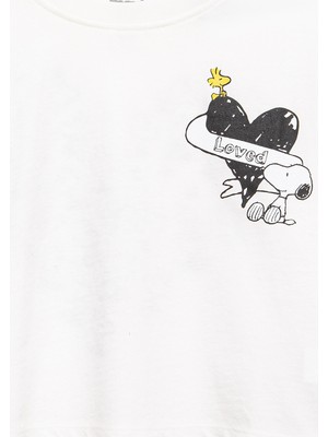Mavi Peanuts Baskılı Ekru Tişört 7610373-70057